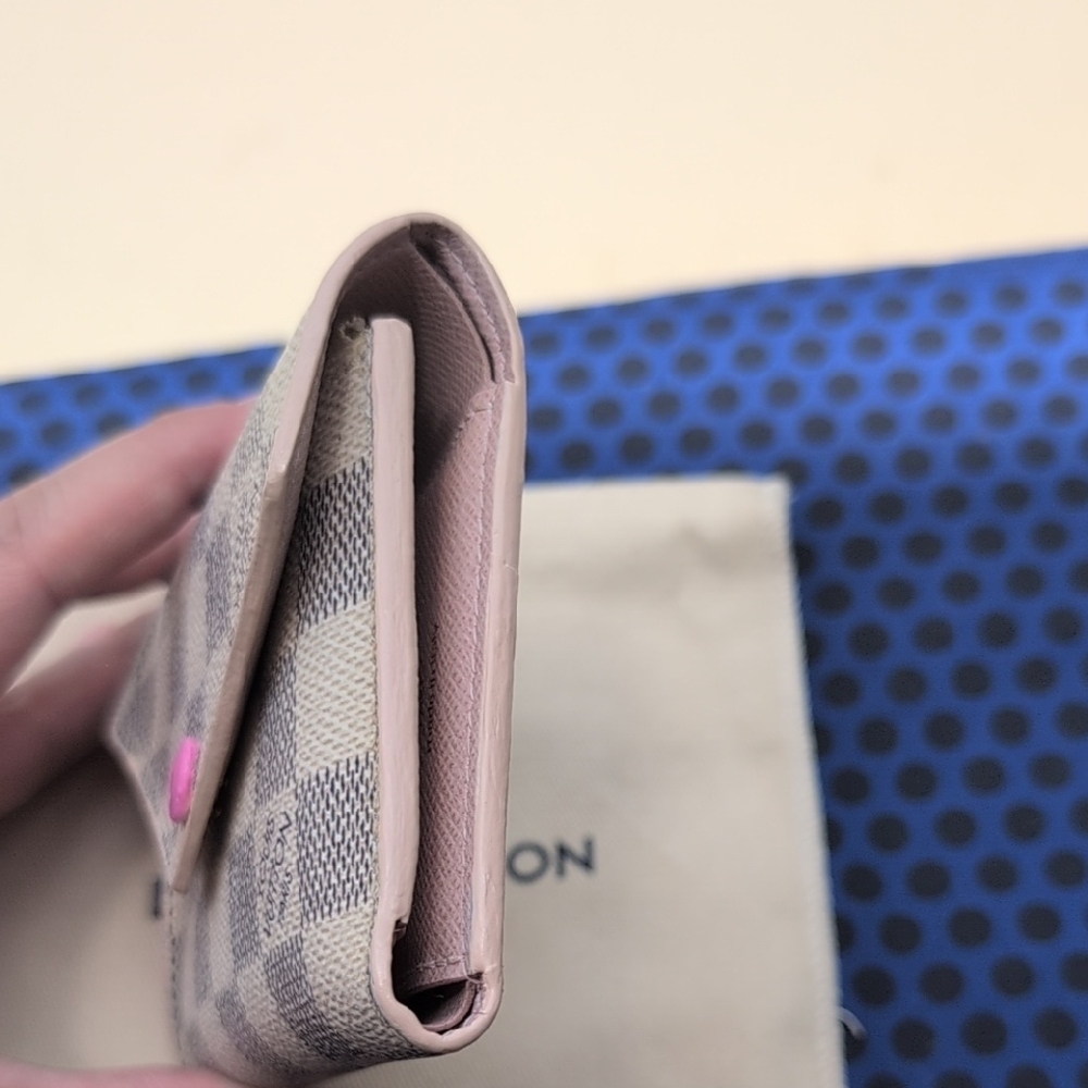 Louis Vuitton White and Pink Wallet with Damier Azur Pattern - Picture 6 of 14